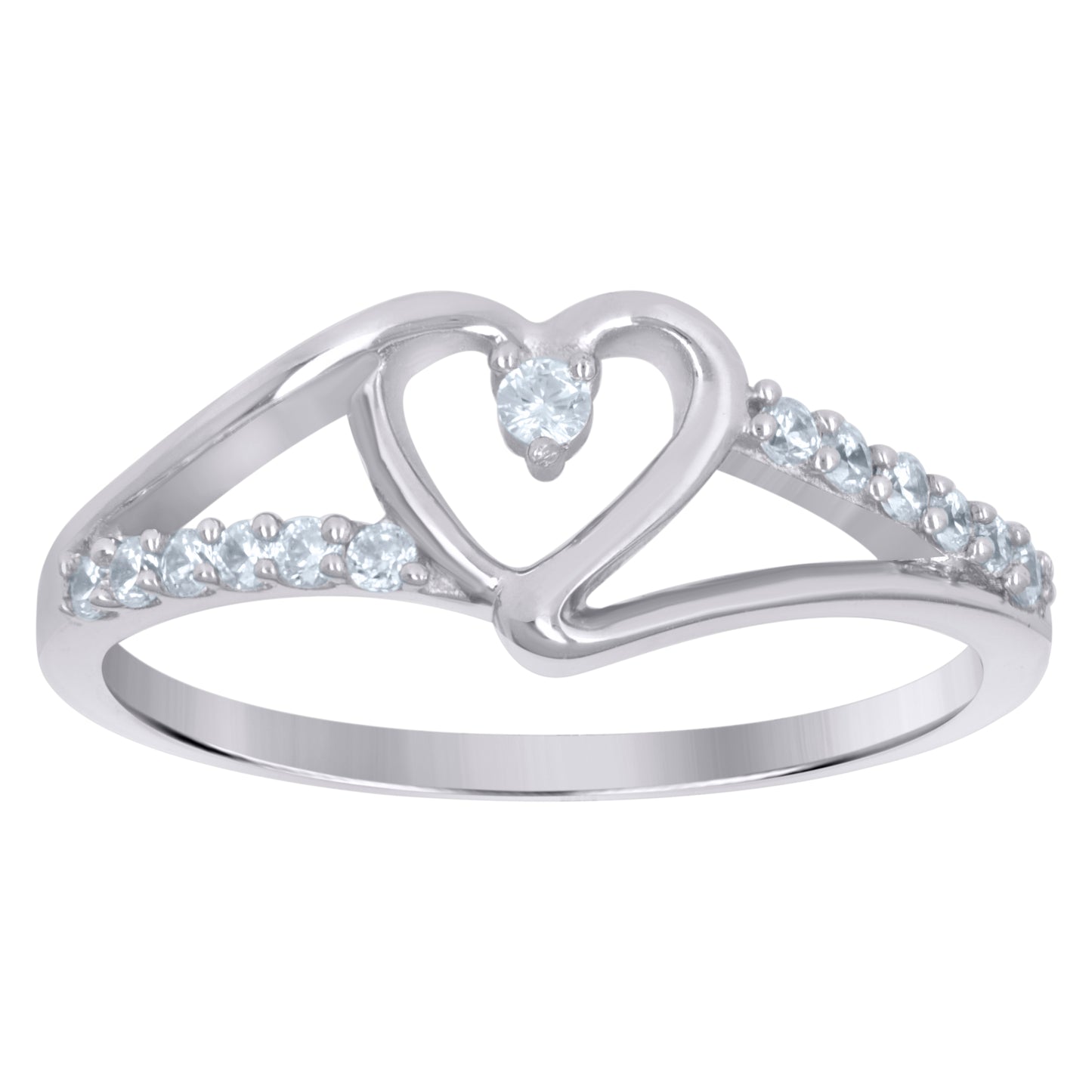 Sterling Silver Womens Cubic-Zirconia Heart Love Bridal Anniversary Wedding Engagement Band Ring Size 5 To 8