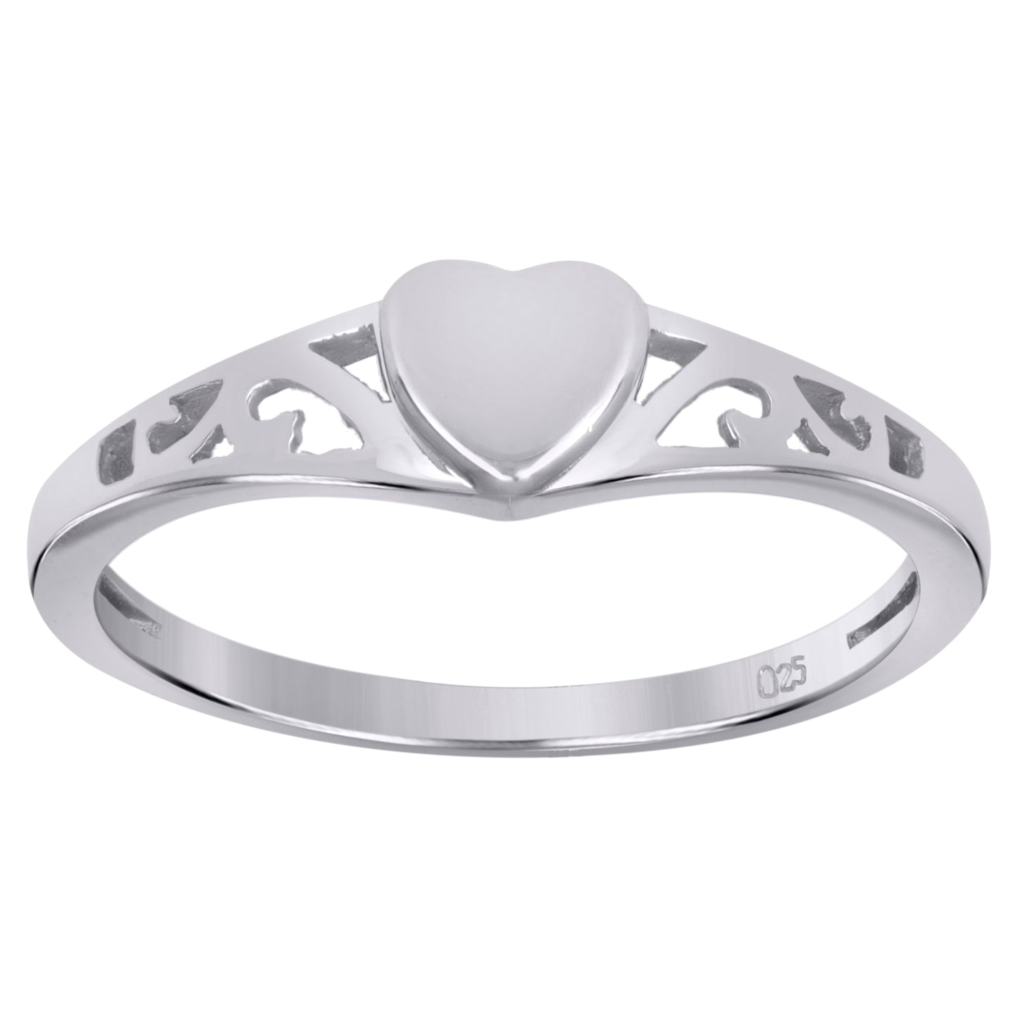 Sterling Silver Women's Heart Love Bridal Anniversary Wedding Engagement Band Ring Size 5 To 8