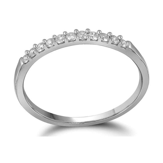 14K White Gold Womens Round Diamond Wedding Anniversary Band Ring 1/6 Cttw, Womens Size: 5-10