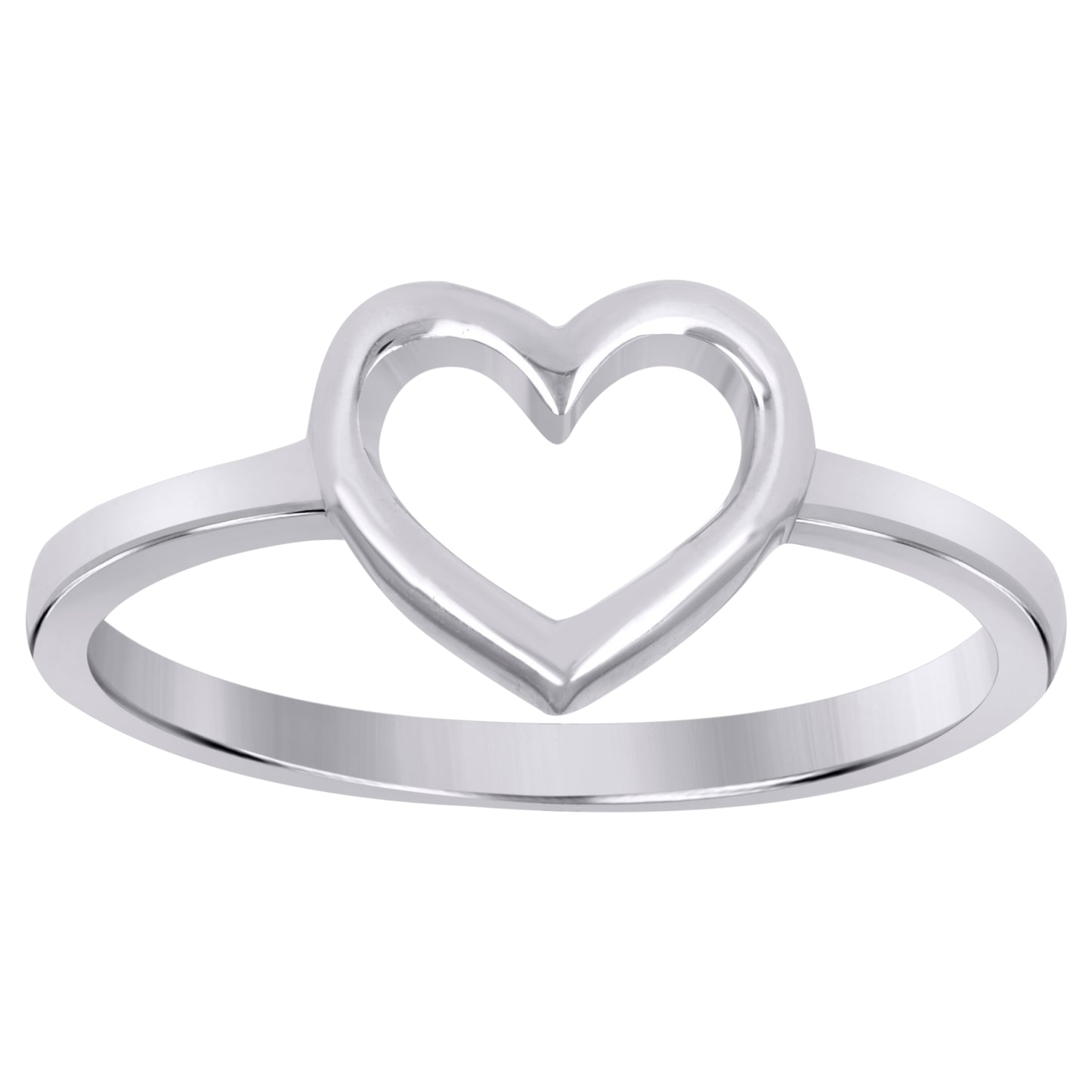 Sterling Silver Women's Heart Love Bridal Anniversary Wedding Engagement Band Ring Size 6 To 8