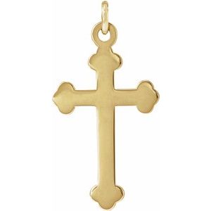 14K Yellow Gold 12 X 7.8 Mm Polished Cross Pendant