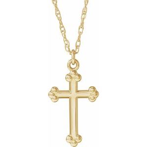 14K Yellow Gold 16 X 4.27 Mm 18 In Polished Cross Necklace