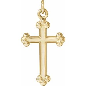 14K Yellow Gold 12 X 7.8 Mm Polished Cross Pendant
