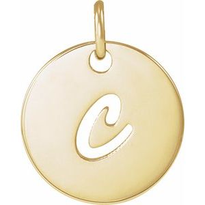 14K Yellow Or White Gold Or Sterling Silver 9.97 X 9.97 Mm Polished Script Initial Pendant