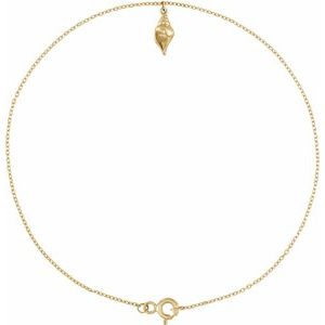 14K Yellow Gold 12 X 4.91 Mm 9 In Polished Shell Anklet