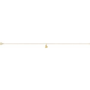 14K Yellow Gold 9.89 X 7.65 Mm 9 In Polished 9" Heart Anklet