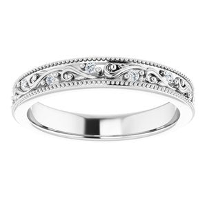14K White Gold Round 1.2 Mm G-H Si2-Si3 1/10 Ctw Natural Diamond Floral Band Size 5.5