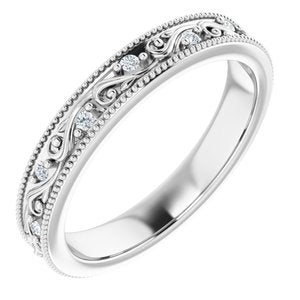 14K White Gold Round 1.2 Mm G-H Si2-Si3 1/10 Ctw Natural Diamond Floral Band Size 5.5