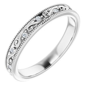 14K White Gold Round 1.2 Mm G-H Si2-Si3 1/10 Ctw Natural Diamond Floral Band Size 8