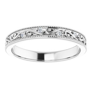 14K White Gold Round 1.2 Mm G-H Si2-Si3 1/10 Ctw Natural Diamond Floral Band Size 8