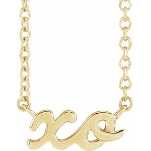 14K Yellow Gold 9.55 X 4.3 Mm 18 In Polished Xo Script Necklace