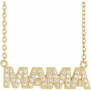 14K Yellow Gold Round G-H I1 1/10 Ctw Natural Diamond Mama Necklace, Length: 18 In