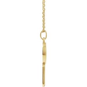 14K Yellow Gold 21.57 X 9 Mm 16-18 In Polished Engravable Key Necklace