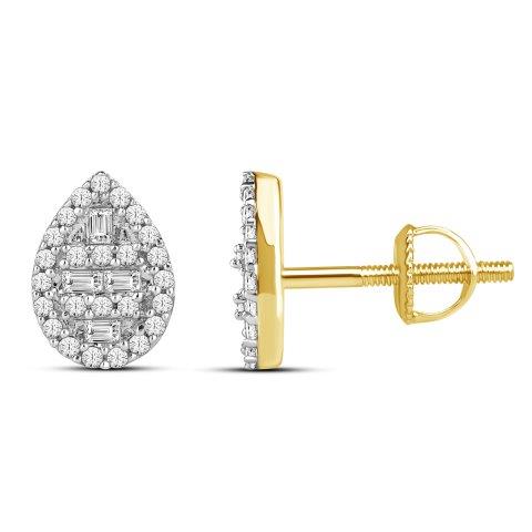 10K Yellow Gold 0.25 Cttw Diamond Baguettes "Pear" Earring