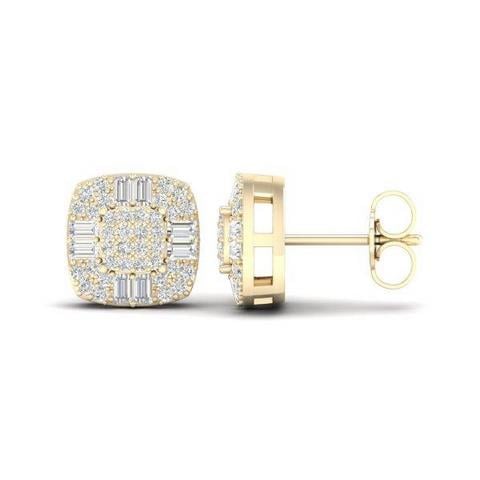 10K Yellow Gold 0.50 Cttw Diamond Baguette Earring