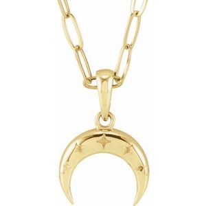 14K Yellow Gold 17.85 X 11.93 Mm 18 In Polished Crescent Moon Necklace