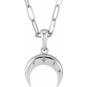 Sterling Silver 17.85 X 11.93 Mm 18 In Polished Crescent Moon Necklace