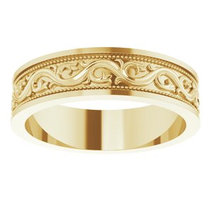 18k Yellow Or White Or Rose Gold Milgrain Sculptural Flat Band