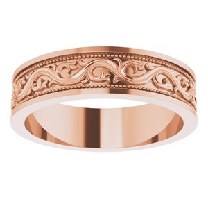 18k Yellow Or White Or Rose Gold Milgrain Sculptural Flat Band