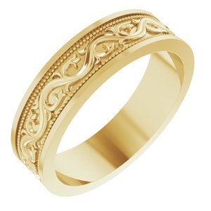 10k Yellow Or White Or Rose Gold Milgrain Sculptural Flat Band