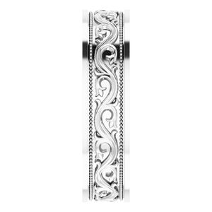Sterling Silver Milgrain Sculptural Flat Band