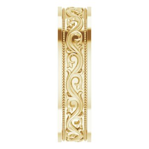 18k Yellow Or White Or Rose Gold Milgrain Sculptural Flat Band