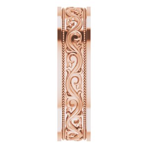 10k Yellow Or White Or Rose Gold Milgrain Sculptural Flat Band