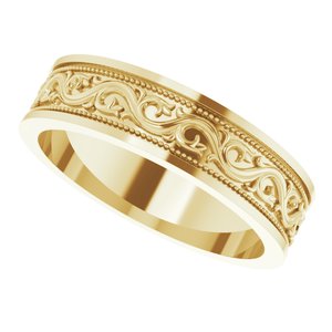 10k Yellow Or White Or Rose Gold Milgrain Sculptural Flat Band