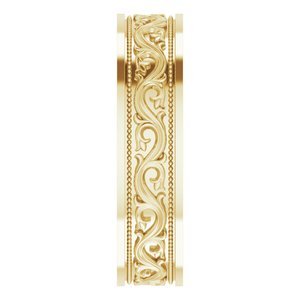 10k Yellow Or White Or Rose Gold Milgrain Sculptural Flat Band