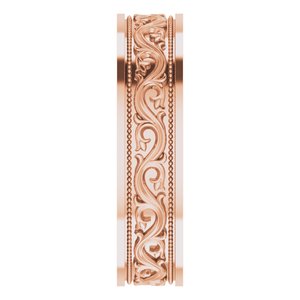 10k Yellow Or White Or Rose Gold Milgrain Sculptural Flat Band
