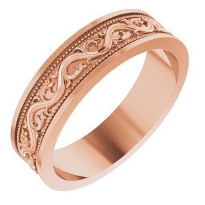 18k Yellow Or White Or Rose Gold Milgrain Sculptural Flat Band