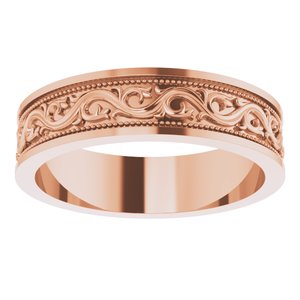 10k Yellow Or White Or Rose Gold Milgrain Sculptural Flat Band