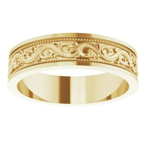 10k Yellow Or White Or Rose Gold Milgrain Sculptural Flat Band