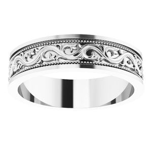 Sterling Silver Milgrain Sculptural Flat Band