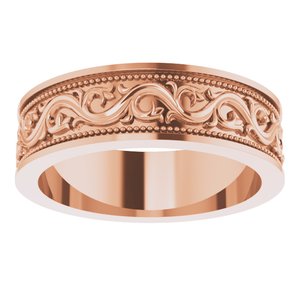 10k Yellow Or White Or Rose Gold Milgrain Sculptural Flat Band