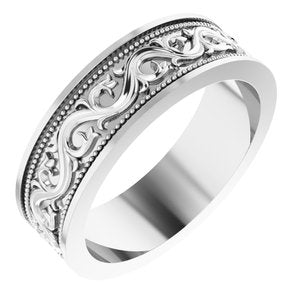 Sterling Silver Milgrain Sculptural Flat Band