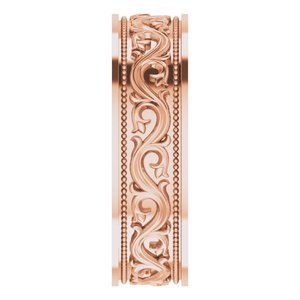 18k Yellow Or White Or Rose Gold Milgrain Sculptural Flat Band