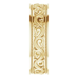10k Yellow Or White Or Rose Gold Milgrain Sculptural Flat Band