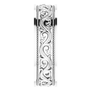 Sterling Silver Milgrain Sculptural Flat Band
