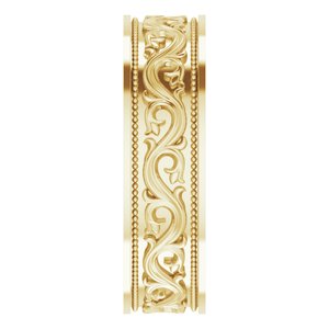 10k Yellow Or White Or Rose Gold Milgrain Sculptural Flat Band