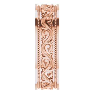 10k Yellow Or White Or Rose Gold Milgrain Sculptural Flat Band