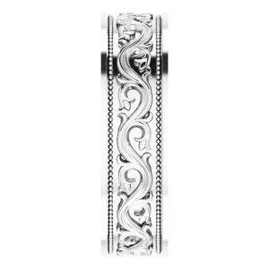 Sterling Silver Milgrain Sculptural Flat Band
