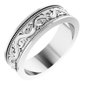 Sterling Silver Milgrain Sculptural Flat Band