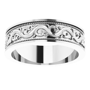 Sterling Silver Milgrain Sculptural Flat Band
