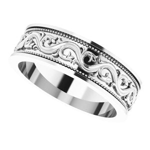 Sterling Silver Milgrain Sculptural Flat Band