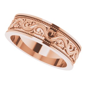 18k Yellow Or White Or Rose Gold Milgrain Sculptural Flat Band