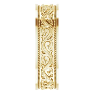 18k Yellow Or White Or Rose Gold Milgrain Sculptural Flat Band