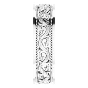 Sterling Silver Milgrain Sculptural Flat Band