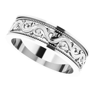 Sterling Silver Milgrain Sculptural Flat Band