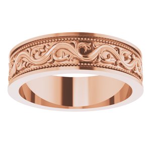 18k Yellow Or White Or Rose Gold Milgrain Sculptural Flat Band